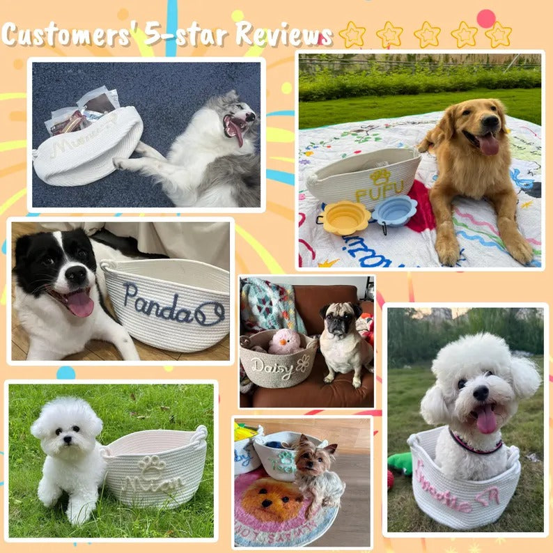 Personalized Pet Toy Basket, Custom kinted Dog Storage Bin