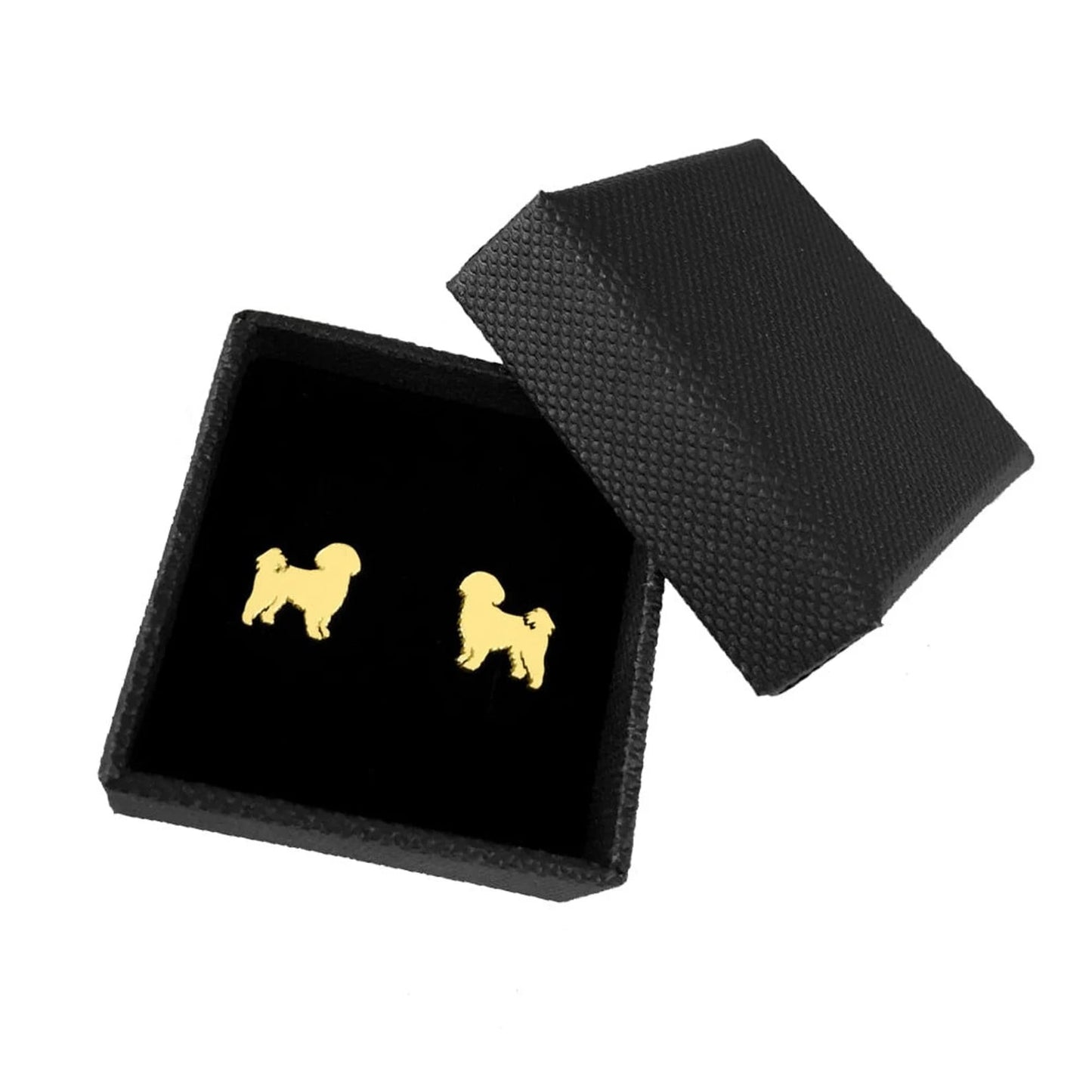 Shih Tzu Stud Earrings in 14K Gold Plated Sterling Silver – Dainty Dog Jewelry Gift