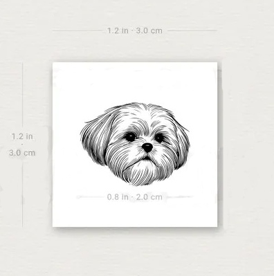 Fine Line Shih Tzu Portrait Temporary Tattoo (Set of 3)