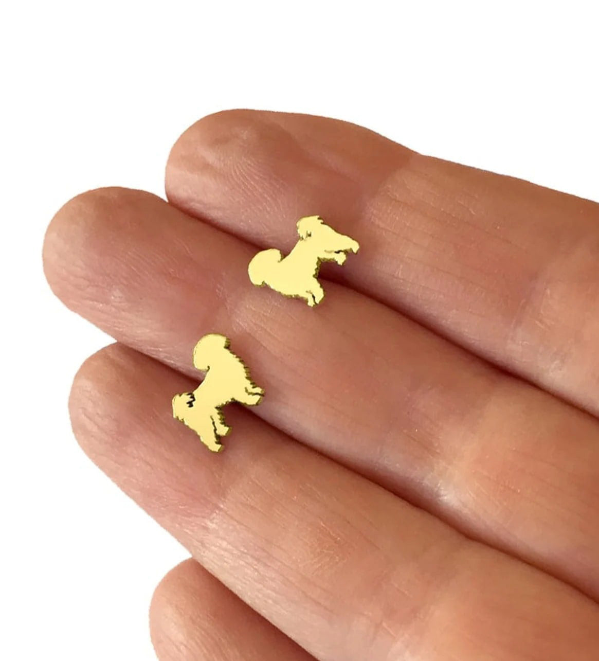 Shih Tzu Stud Earrings in 14K Gold Plated Sterling Silver – Dainty Dog Jewelry Gift