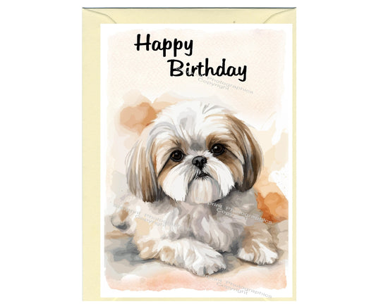 Shih Tzu Dog "Happy Birthday" Card