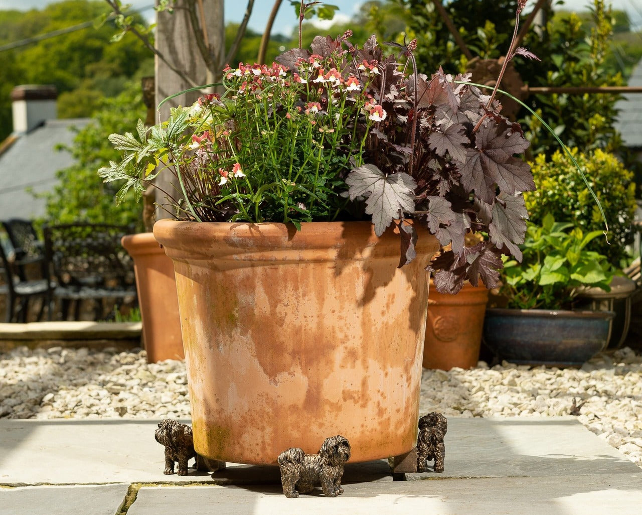 Bronze Shih Tzu Plant Pot Feet (Set of 3) – Decorative Dog Garden Pot Stands, Cute Garden Gift