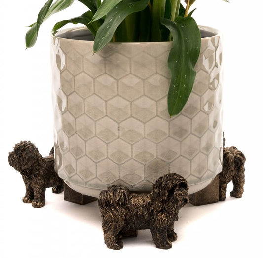 Bronze Shih Tzu Plant Pot Feet (Set of 3) – Decorative Dog Garden Pot Stands, Cute Garden Gift