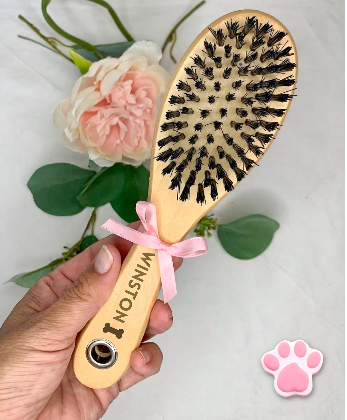 Personalised Dog Brush Set – Custom Pet Grooming Kit with Slicker Brush & Flea Comb