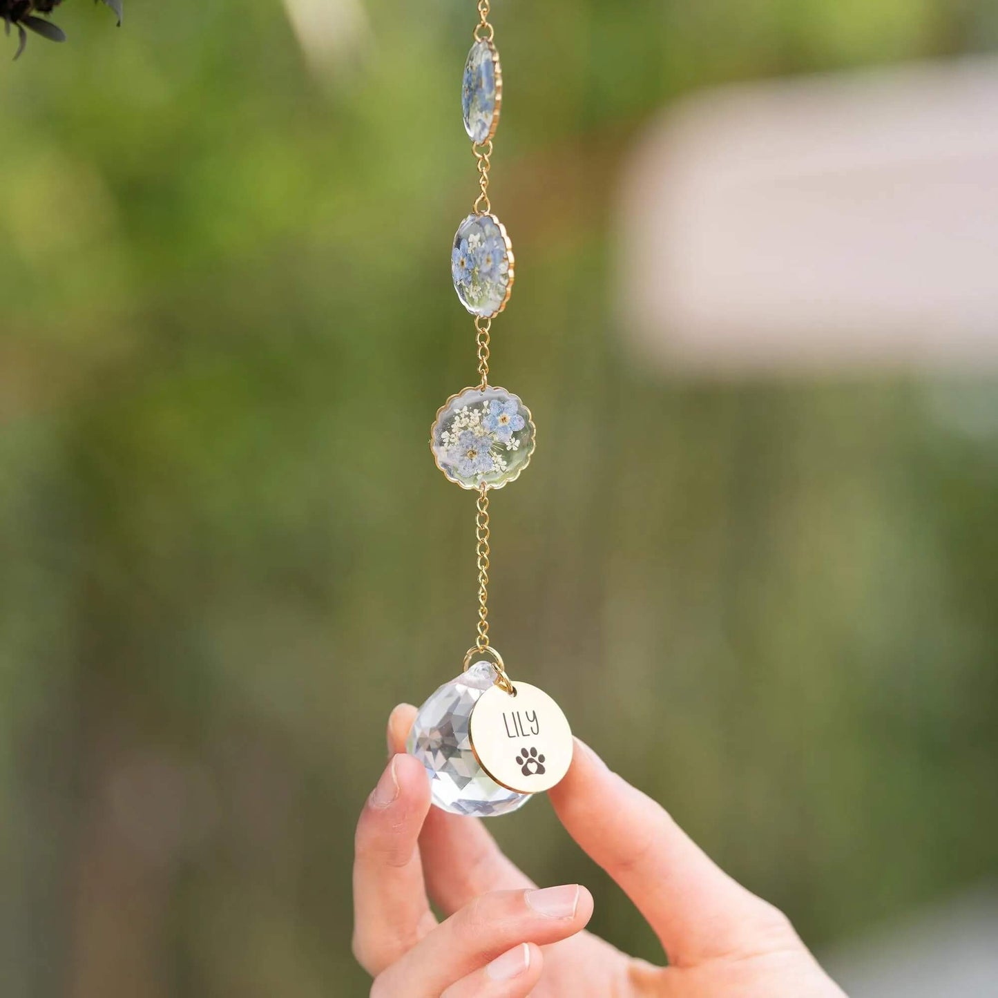 Personalized Pet Memorial Rainbow Bridge Suncatcher Wind Chime – Custom Dog Sympathy Gift with Name