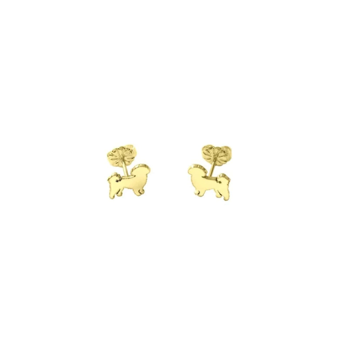 Shih Tzu Stud Earrings in 14K Gold Plated Sterling Silver – Dainty Dog Jewelry Gift