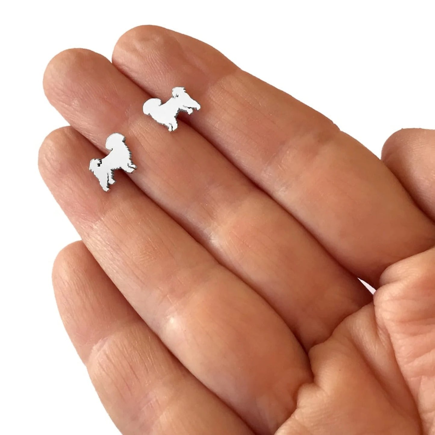 Shih Tzu Stud Earrings in 14K Gold Plated Sterling Silver – Dainty Dog Jewelry Gift