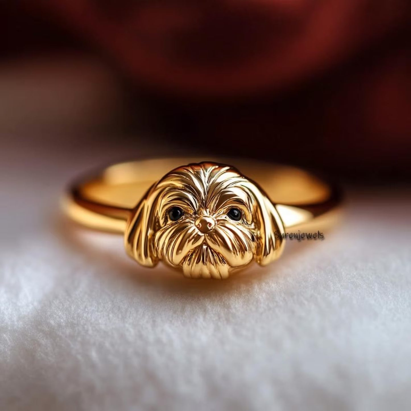 14K Gold Shih Tzu Ring – Dainty Dog Animal Jewelry, Cute Pet Lover Gift