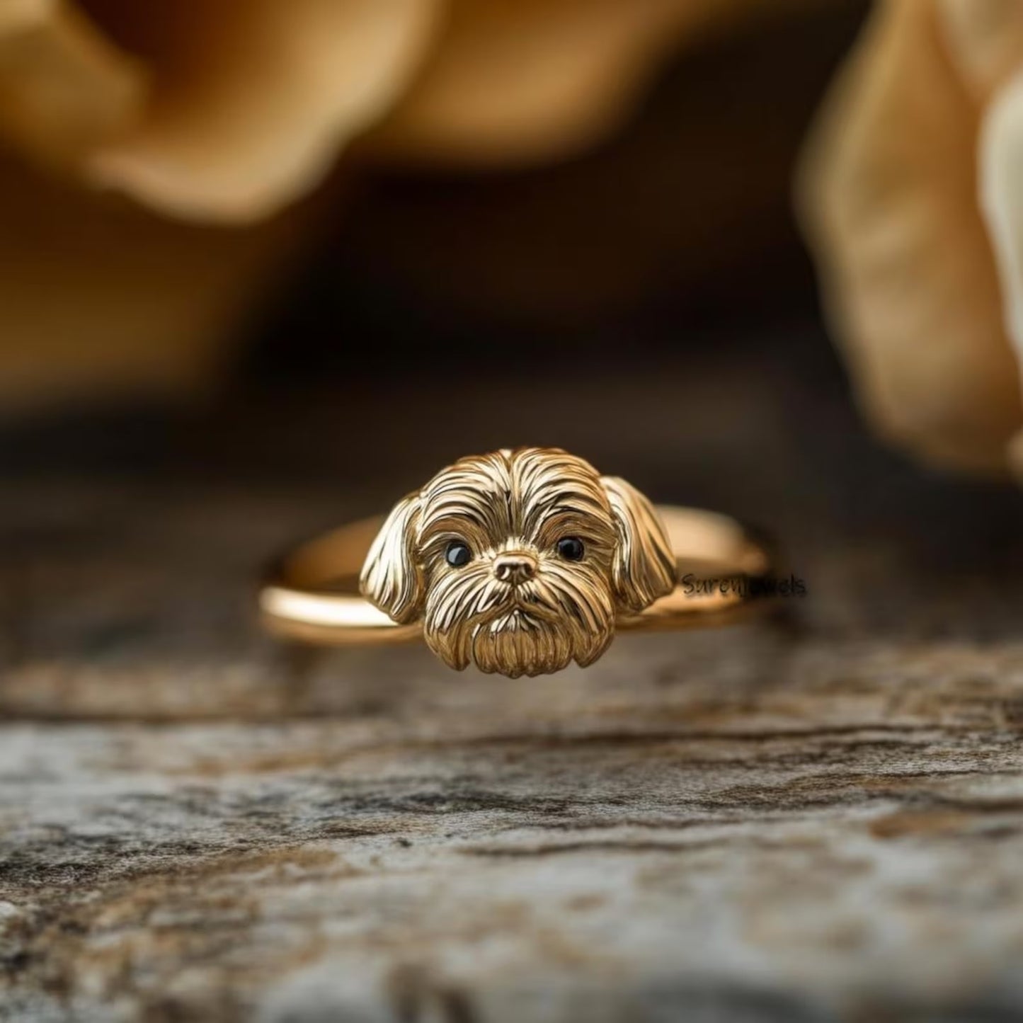 14K Gold Shih Tzu Ring – Dainty Dog Animal Jewelry, Cute Pet Lover Gift