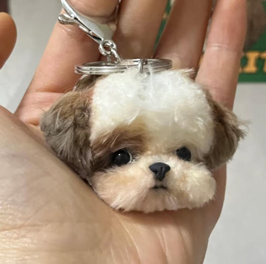 Handmade Chenille Shih Tzu Sculpture - Luxury Puppy Art Doll & Collectible