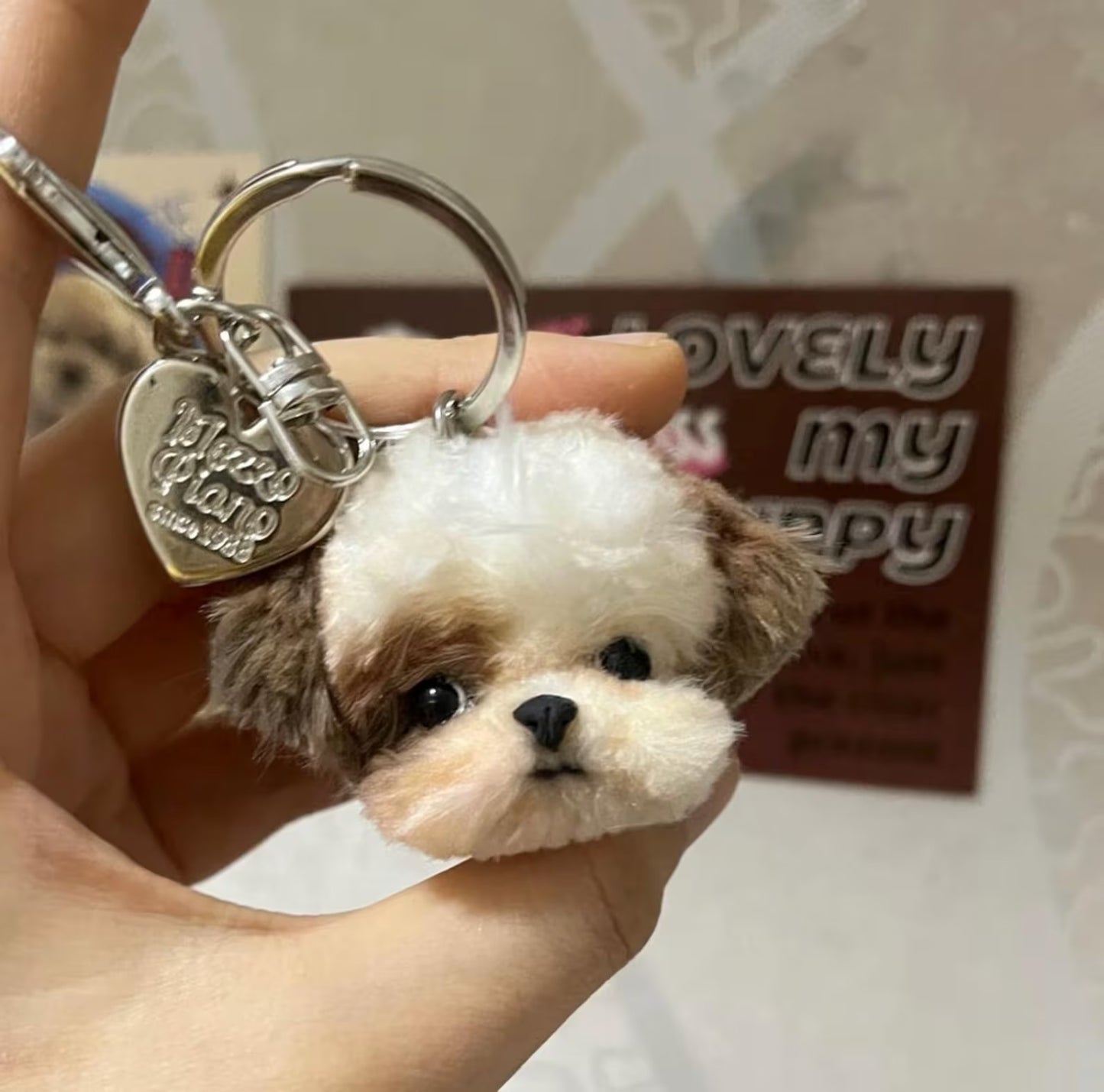 Handmade Chenille Shih Tzu Sculpture - Luxury Puppy Art Doll & Collectible